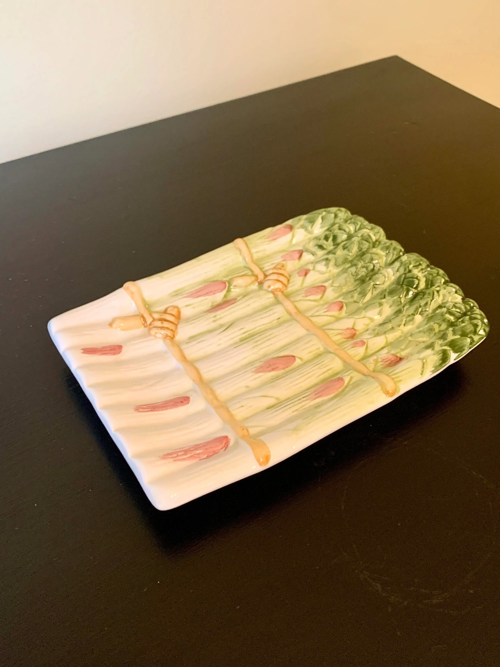 Majolica Ceramic Trompe l'Oeil Asparagus Dish - 3