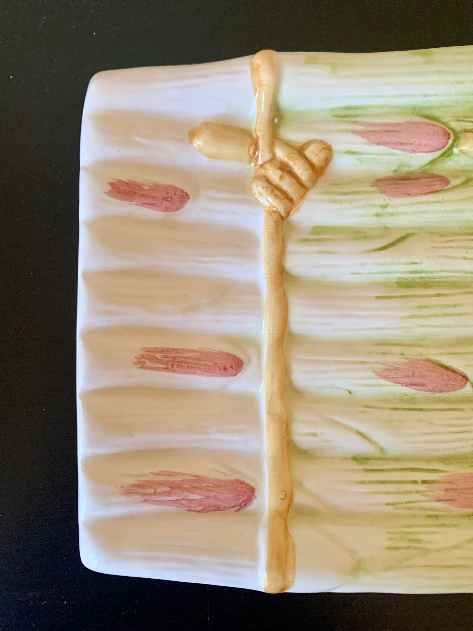 Majolica Ceramic Trompe l'Oeil Asparagus Dish - 4