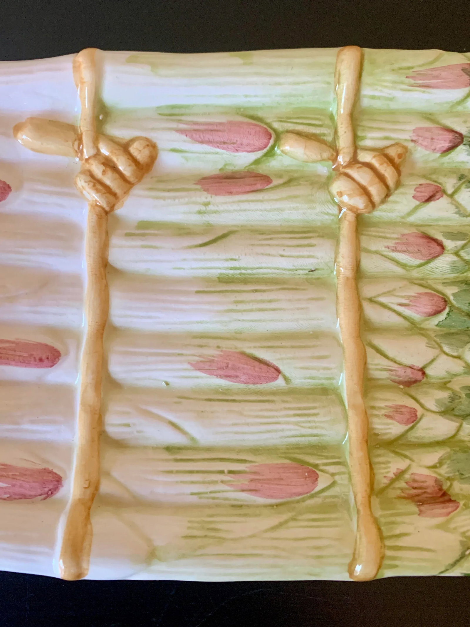 Majolica Ceramic Trompe l'Oeil Asparagus Dish - 5