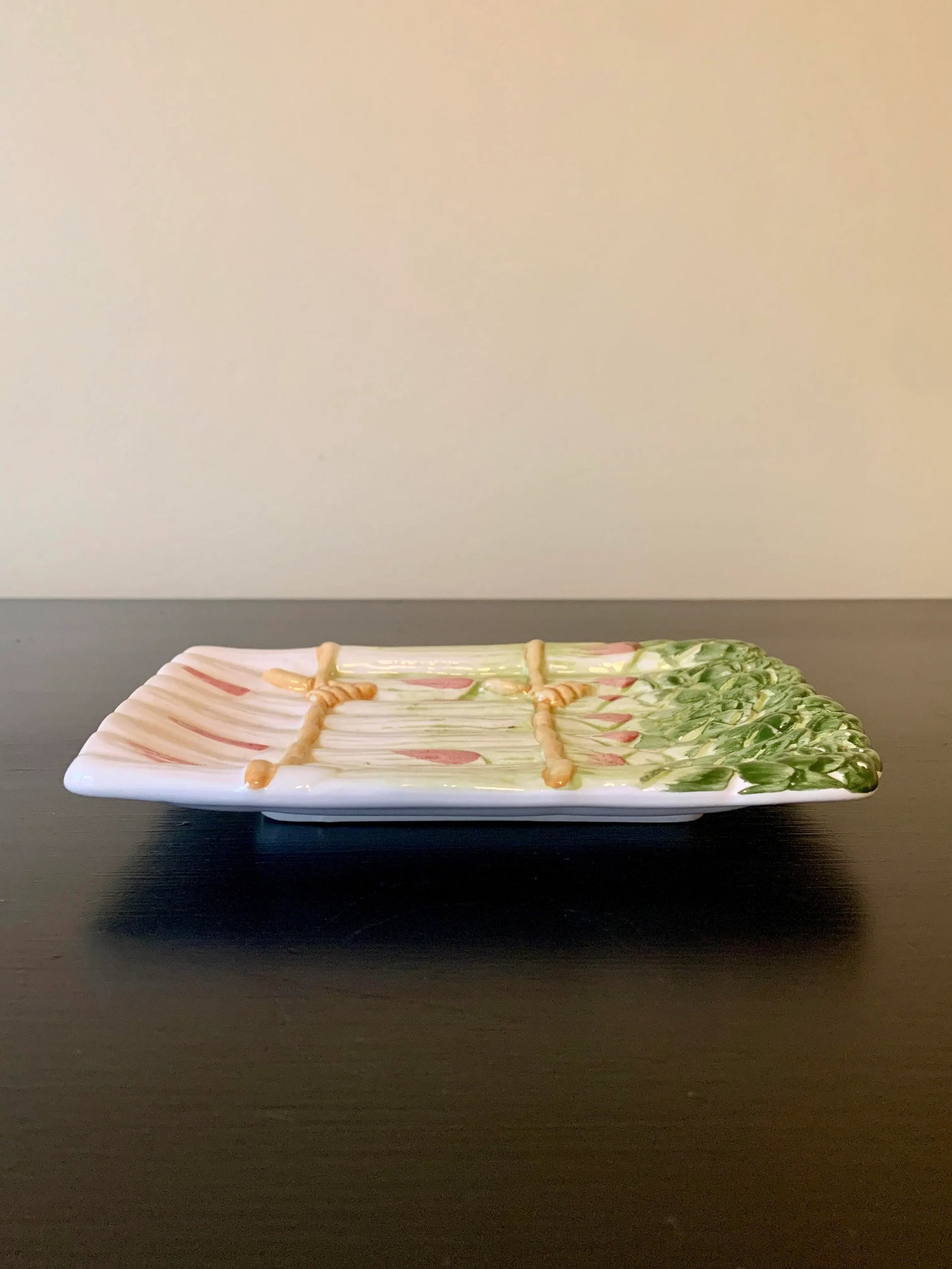 Majolica Ceramic Trompe l'Oeil Asparagus Dish - 7
