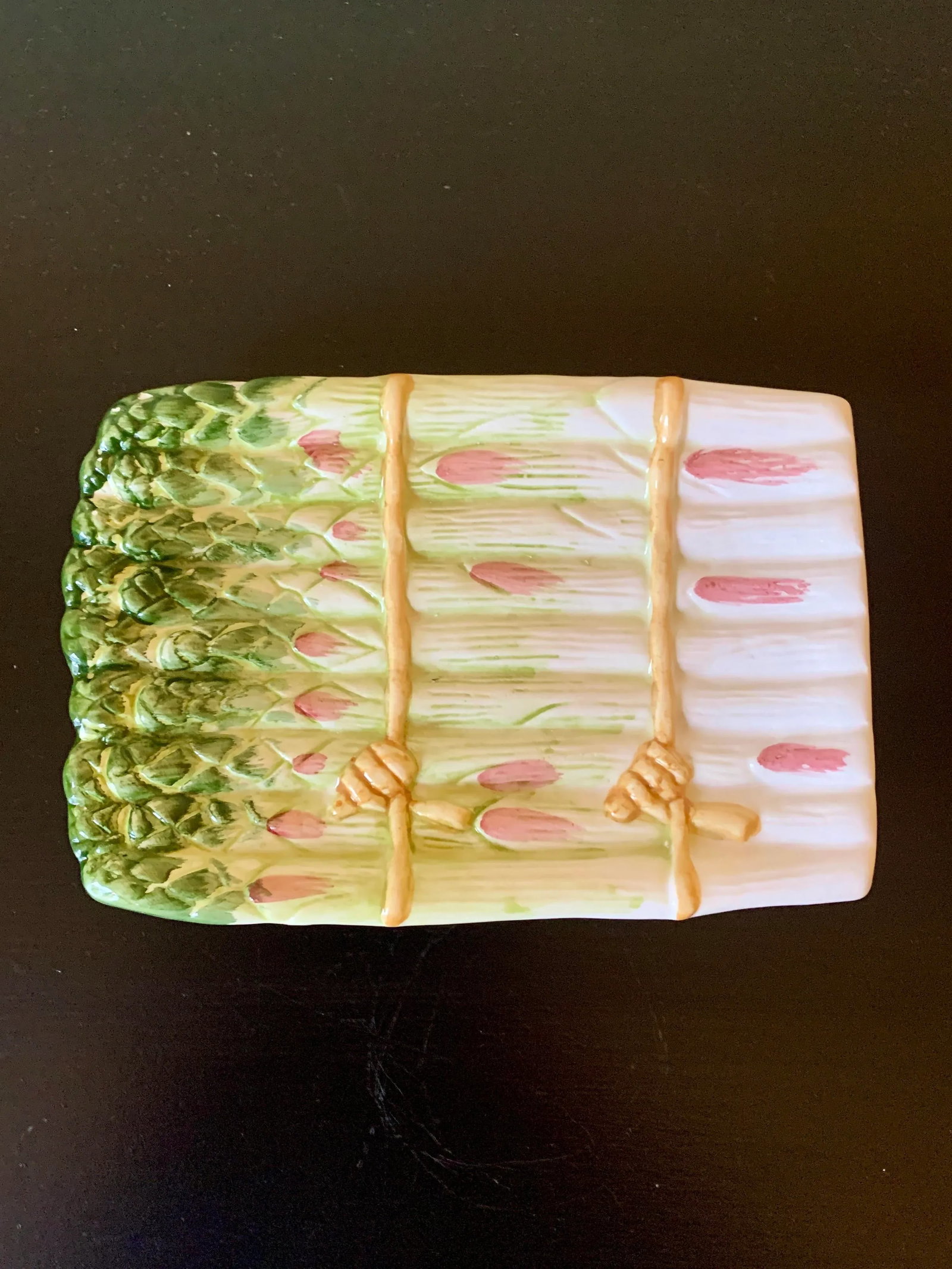 Majolica Ceramic Trompe l'Oeil Asparagus Dish - 8