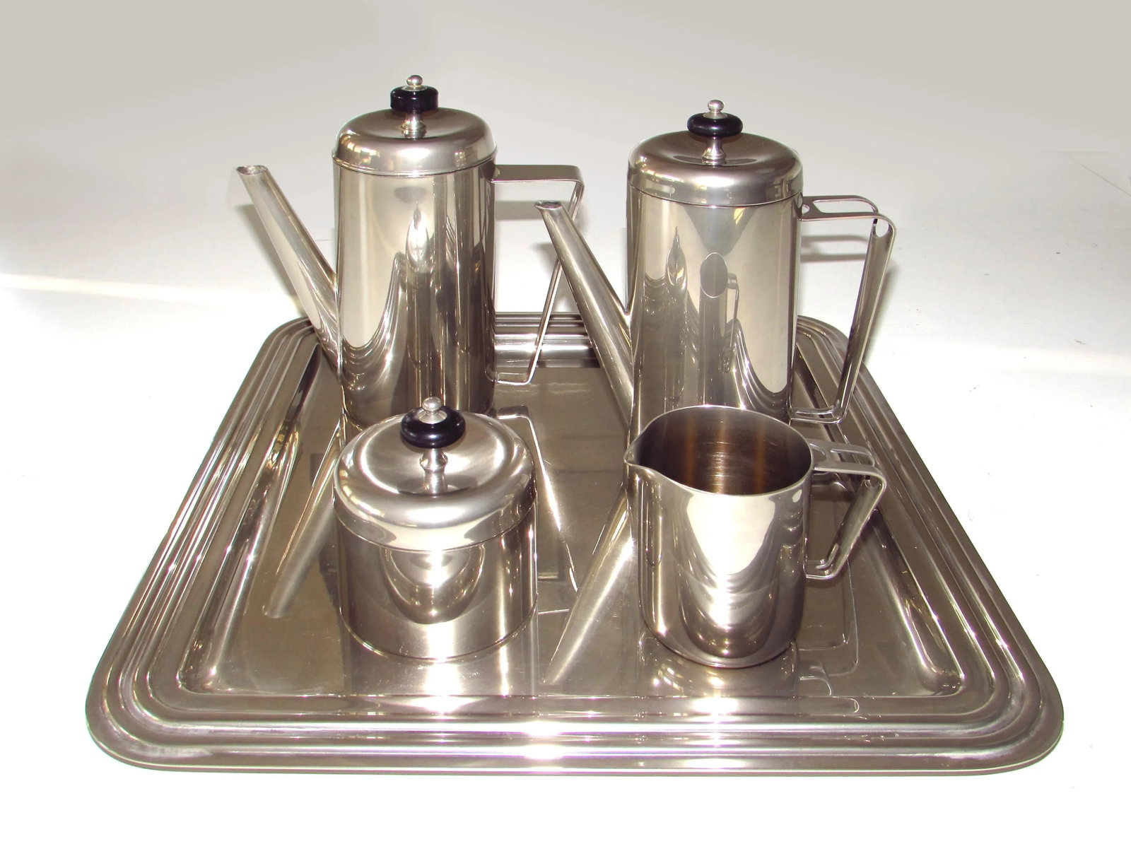 Mid-Century Modern Silverplate Tea & Coffee Service With Pitcher and Trays - Set of 10 - 3