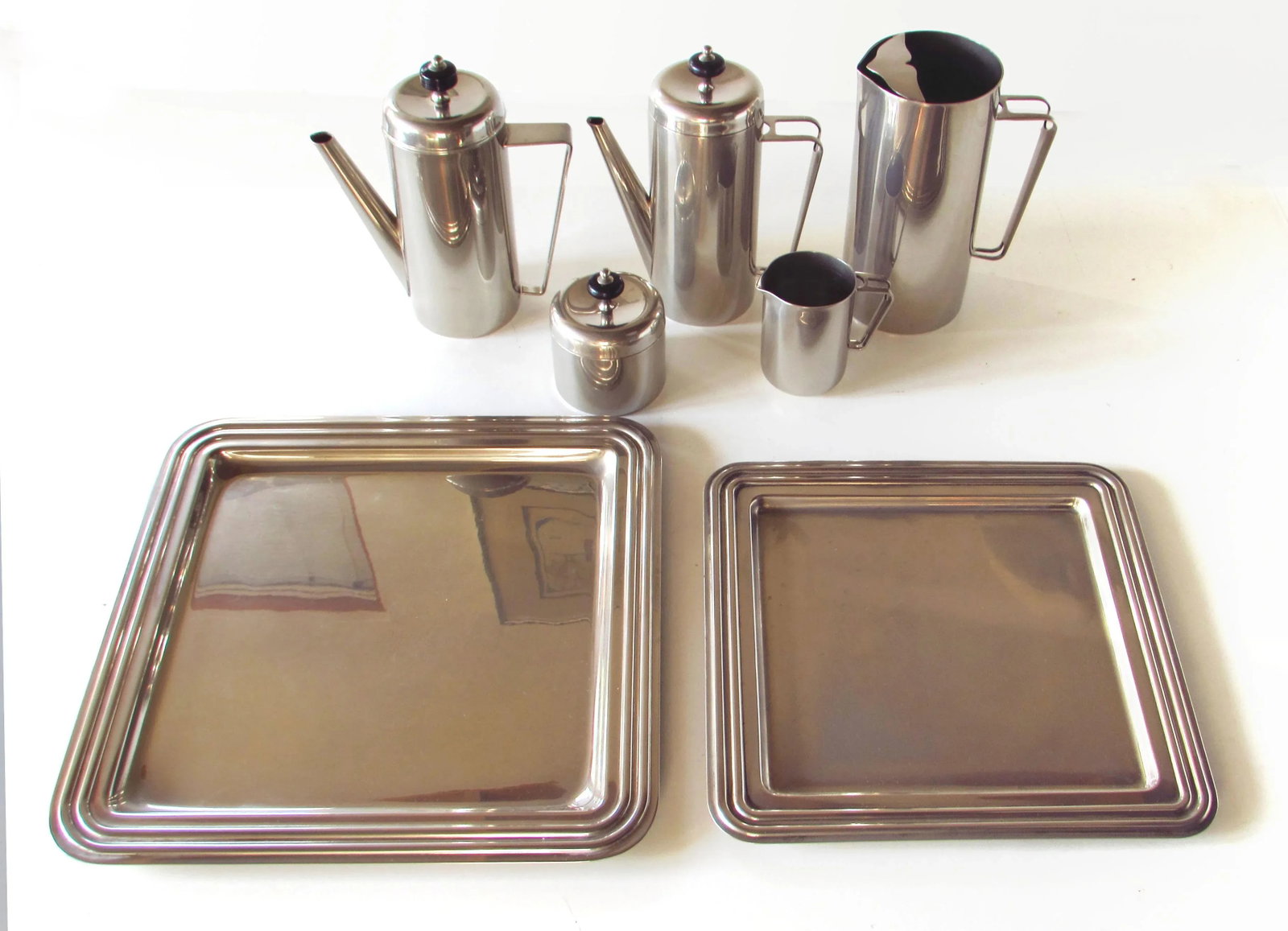 Mid-Century Modern Silverplate Tea & Coffee Service With Pitcher and Trays - Set of 10 - 5
