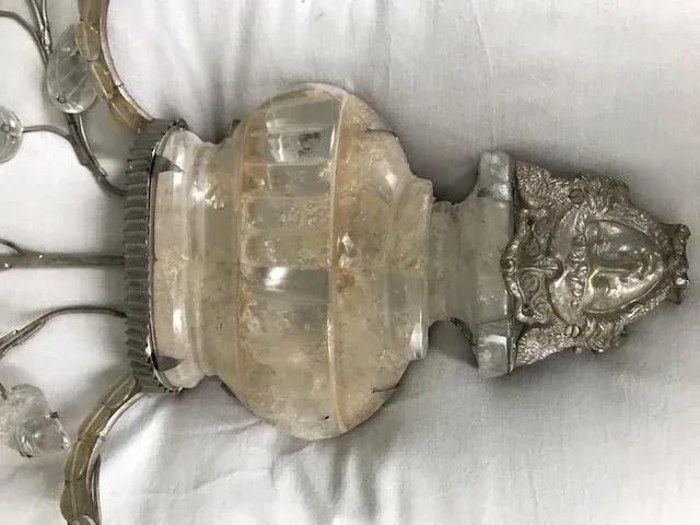 1900s Vintage Rock Crystal Wall Sconces- A Pair - 4