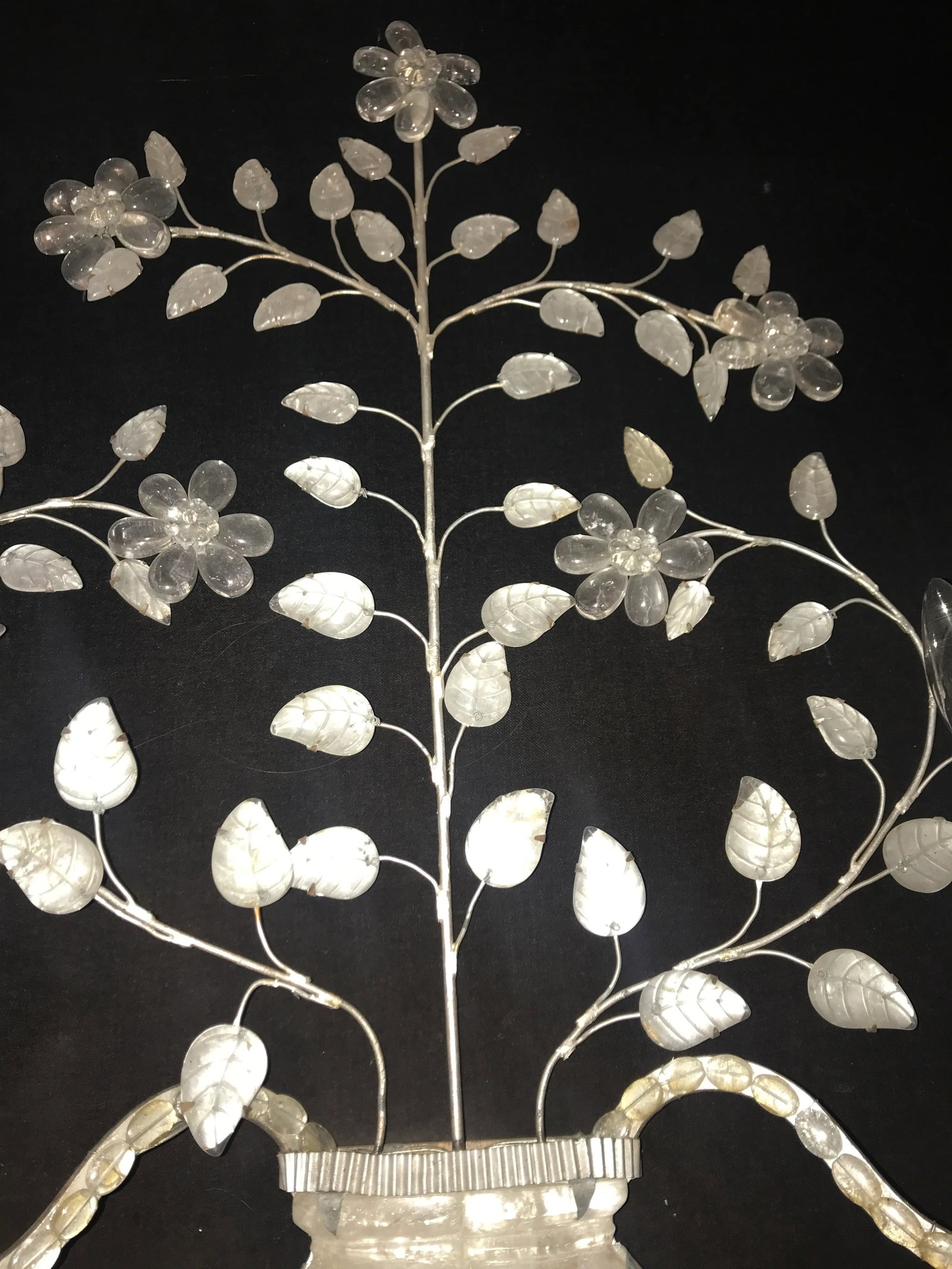 1900s Vintage Rock Crystal Wall Sconces- A Pair - 6