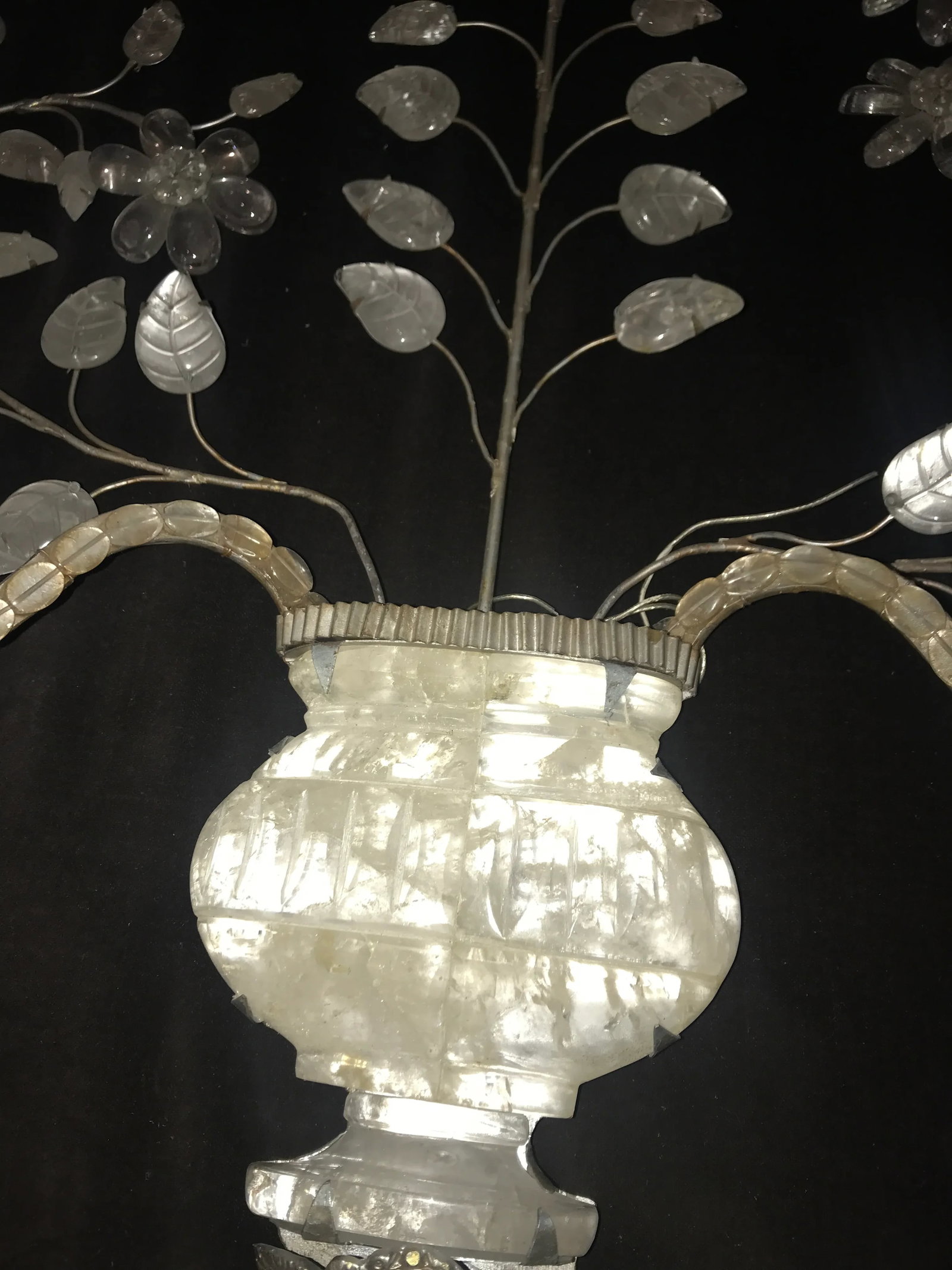 1900s Vintage Rock Crystal Wall Sconces- A Pair - 7