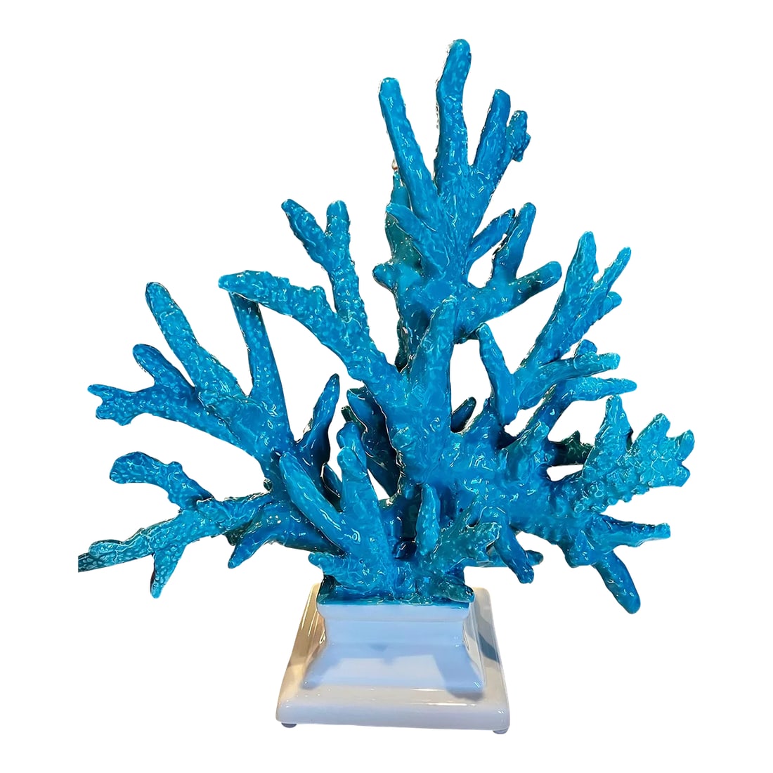 21st Century Capodimonte Turquoise Ceramic Coral Sculpture Palm Beach: Coral Sculpture in polished turquoise enamel finish, handmade in Italy - Capodimonte Certified Condition: Imperfections: No Imperfections Condition Notes: bran new Origin: Italy Creator: Brand: