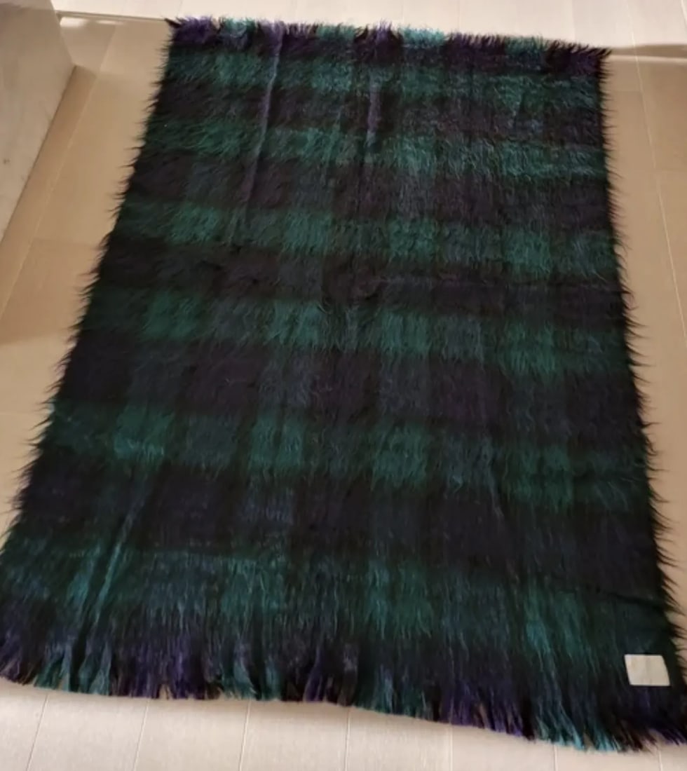 Kemp Blair Scottish Mohair Blackwatch Plaid Throw - 2