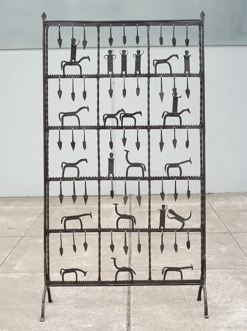 Frederic Weinberg Style Modernist Hand-Forged Iron Screen - 13