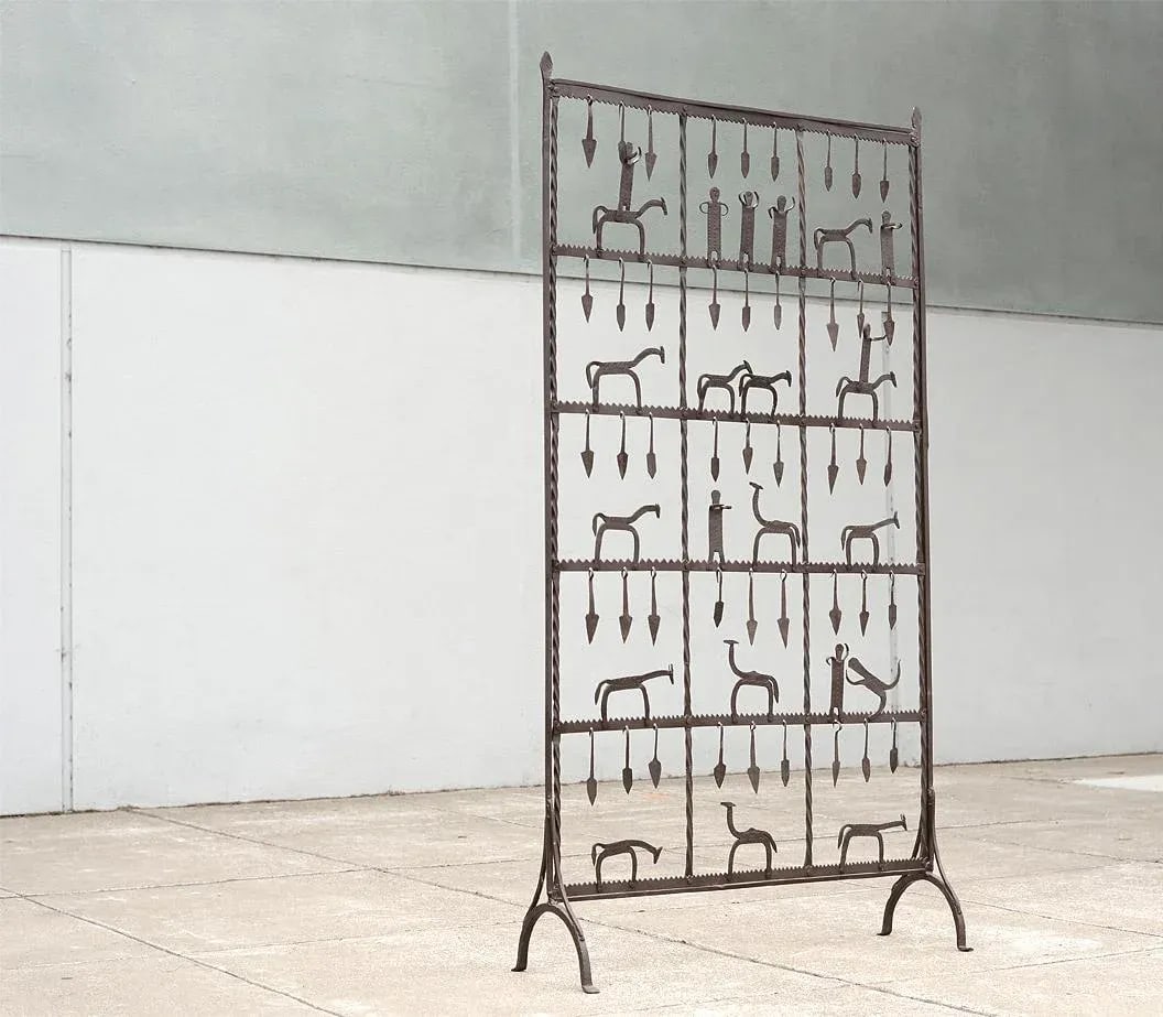 Frederic Weinberg Style Modernist Hand-Forged Iron Screen - 3