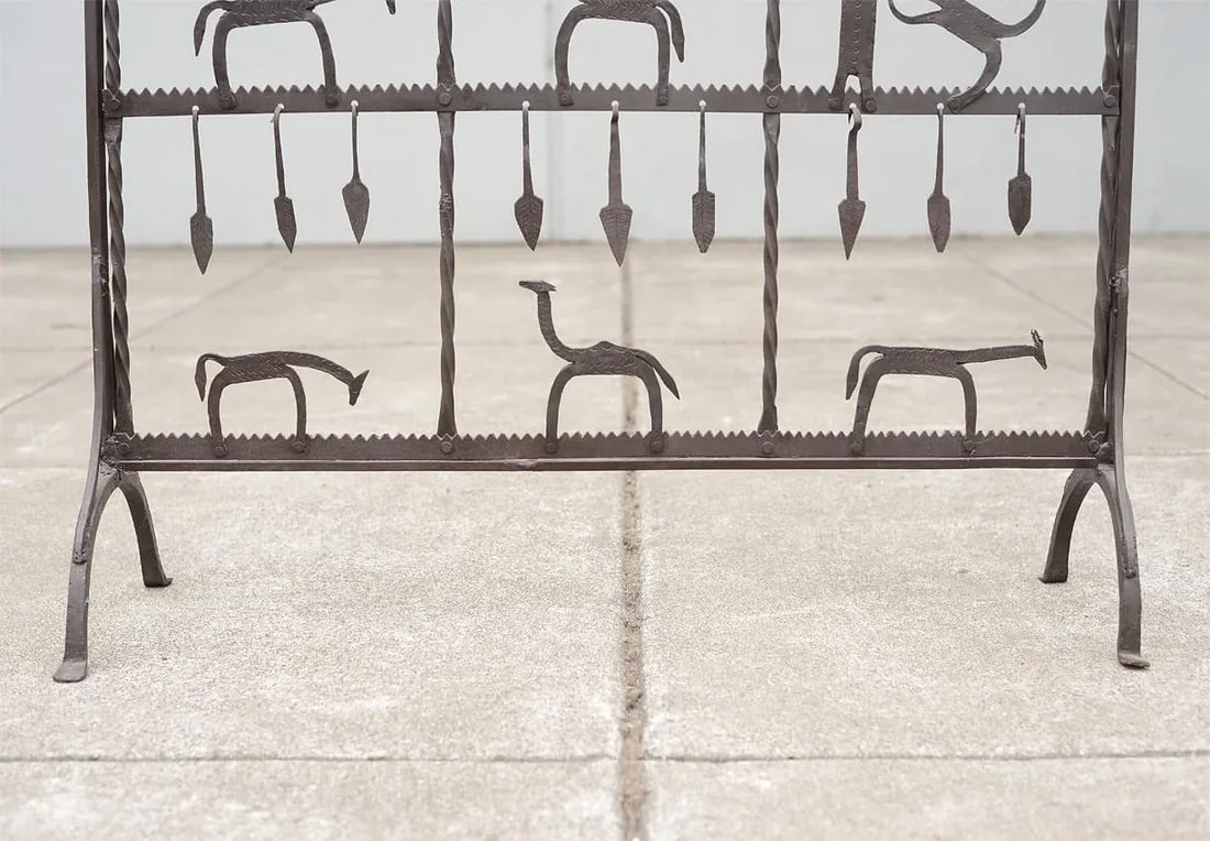 Frederic Weinberg Style Modernist Hand-Forged Iron Screen - 5