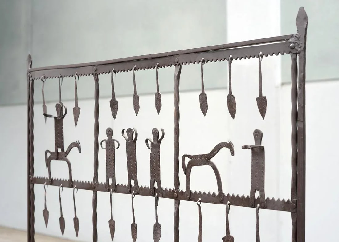Frederic Weinberg Style Modernist Hand-Forged Iron Screen - 6