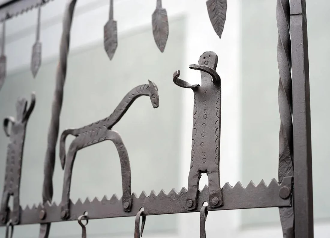 Frederic Weinberg Style Modernist Hand-Forged Iron Screen - 8