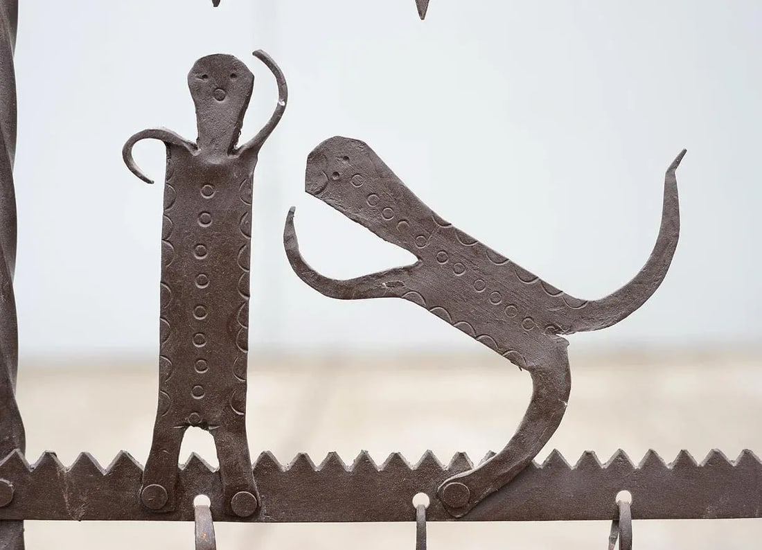 Frederic Weinberg Style Modernist Hand-Forged Iron Screen - 9