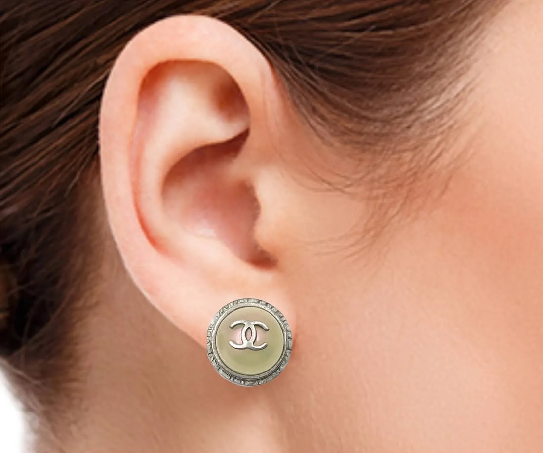 Chanel Silver CC Iridescent Pearl Gumball Clip on Earrings - 2 Pieces - 2