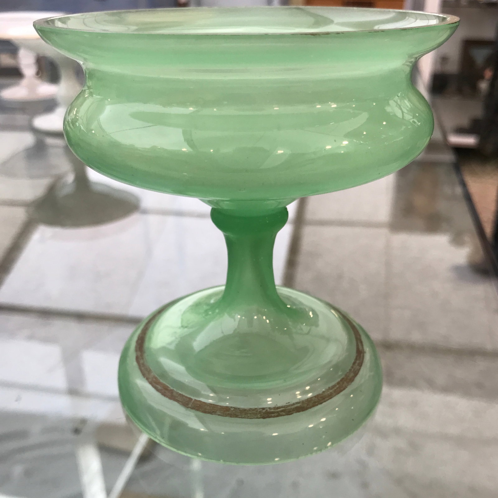 Early 20th Century Antique Green Opaline Footed Dish - 2