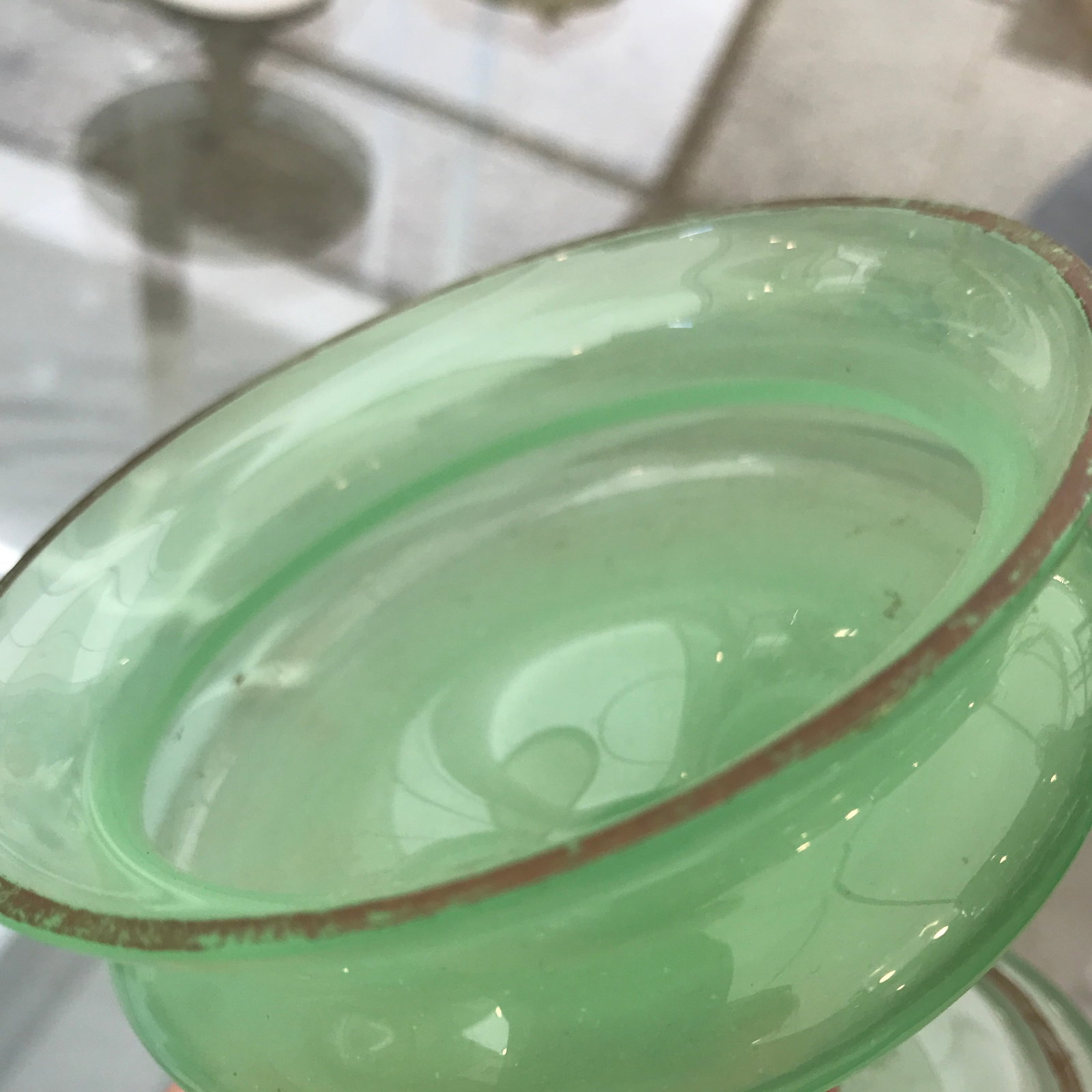 Early 20th Century Antique Green Opaline Footed Dish - 5