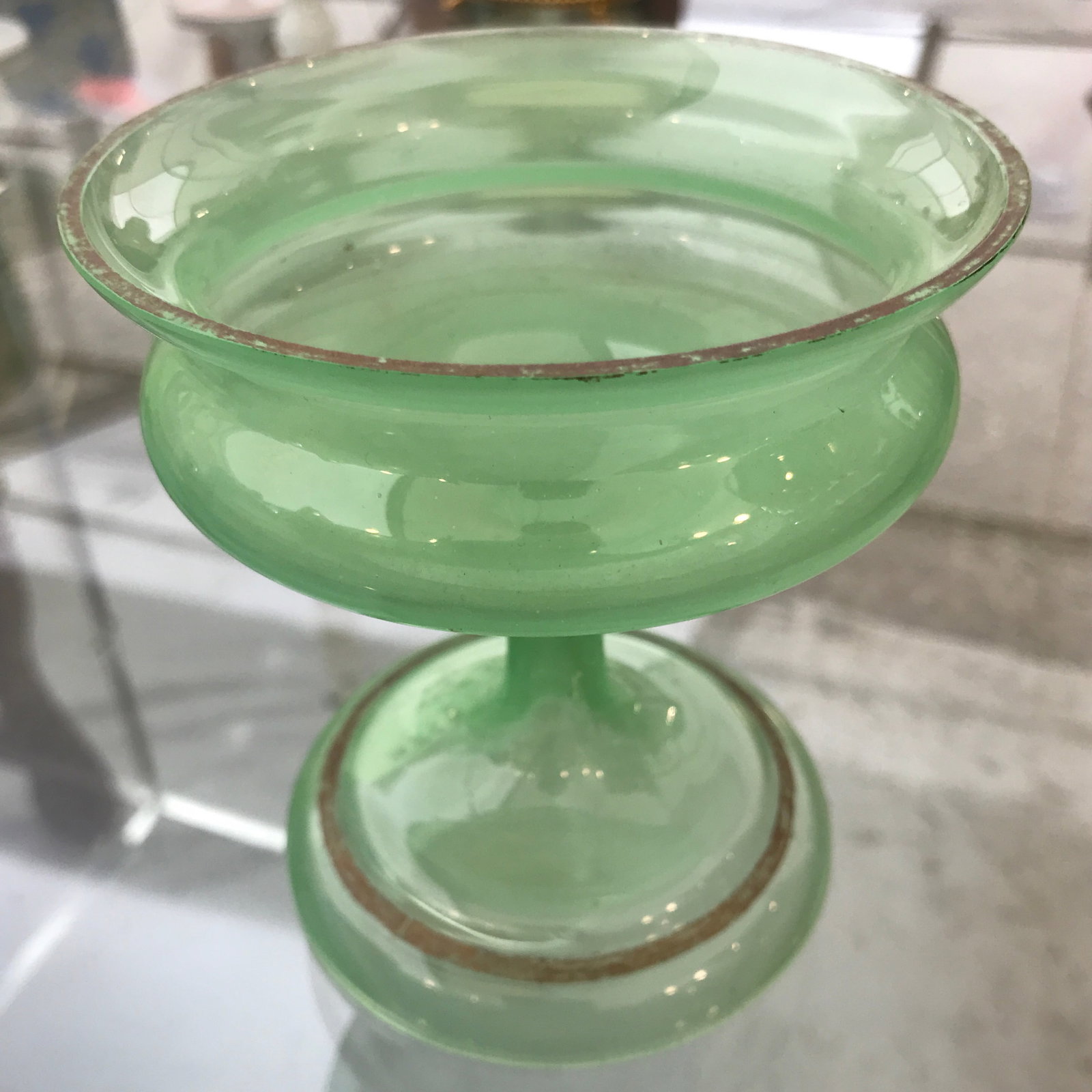 Early 20th Century Antique Green Opaline Footed Dish - 6