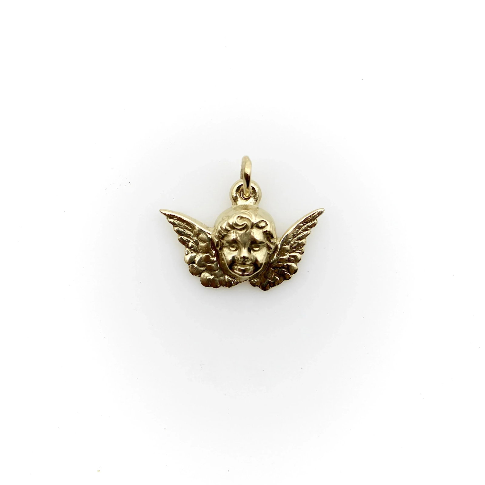 14K Gold Winged Cherub Charm or Pendant - 2