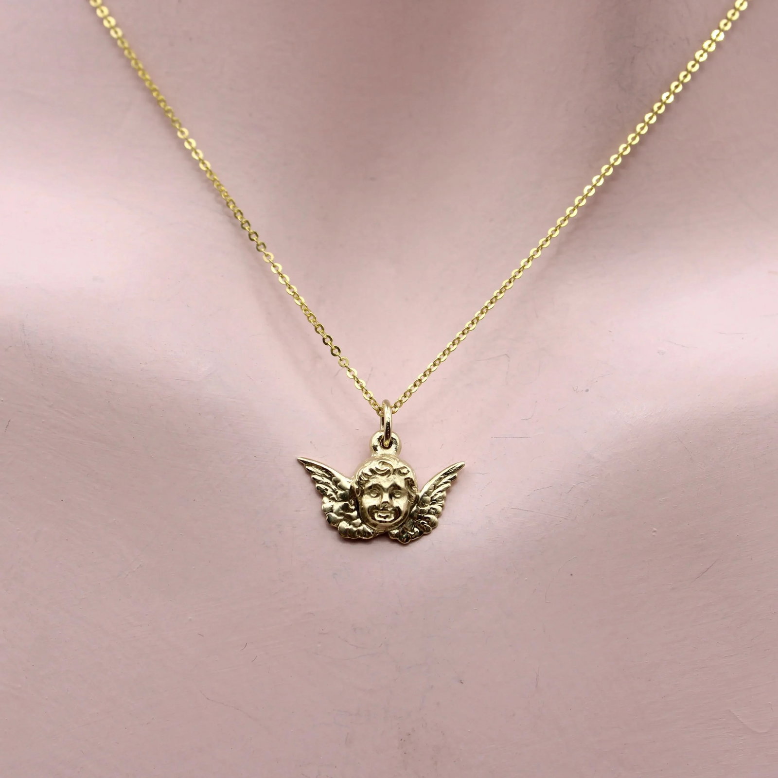 14K Gold Winged Cherub Charm or Pendant - 5