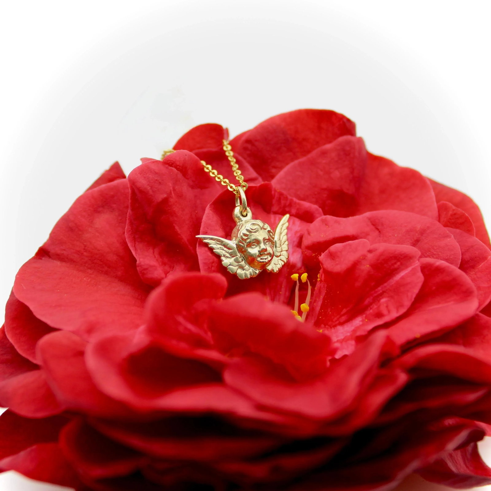 14K Gold Winged Cherub Charm or Pendant - 6
