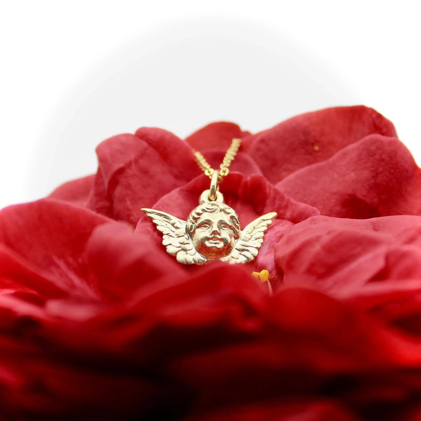 14K Gold Winged Cherub Charm or Pendant - 7