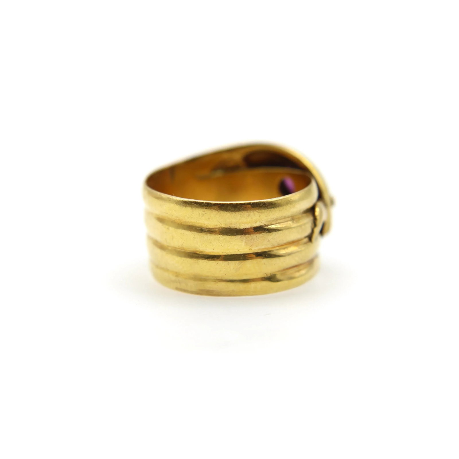 9k Gold Edwardian Snake Ring With Rhodolite Garnets Size 7.5 - 5