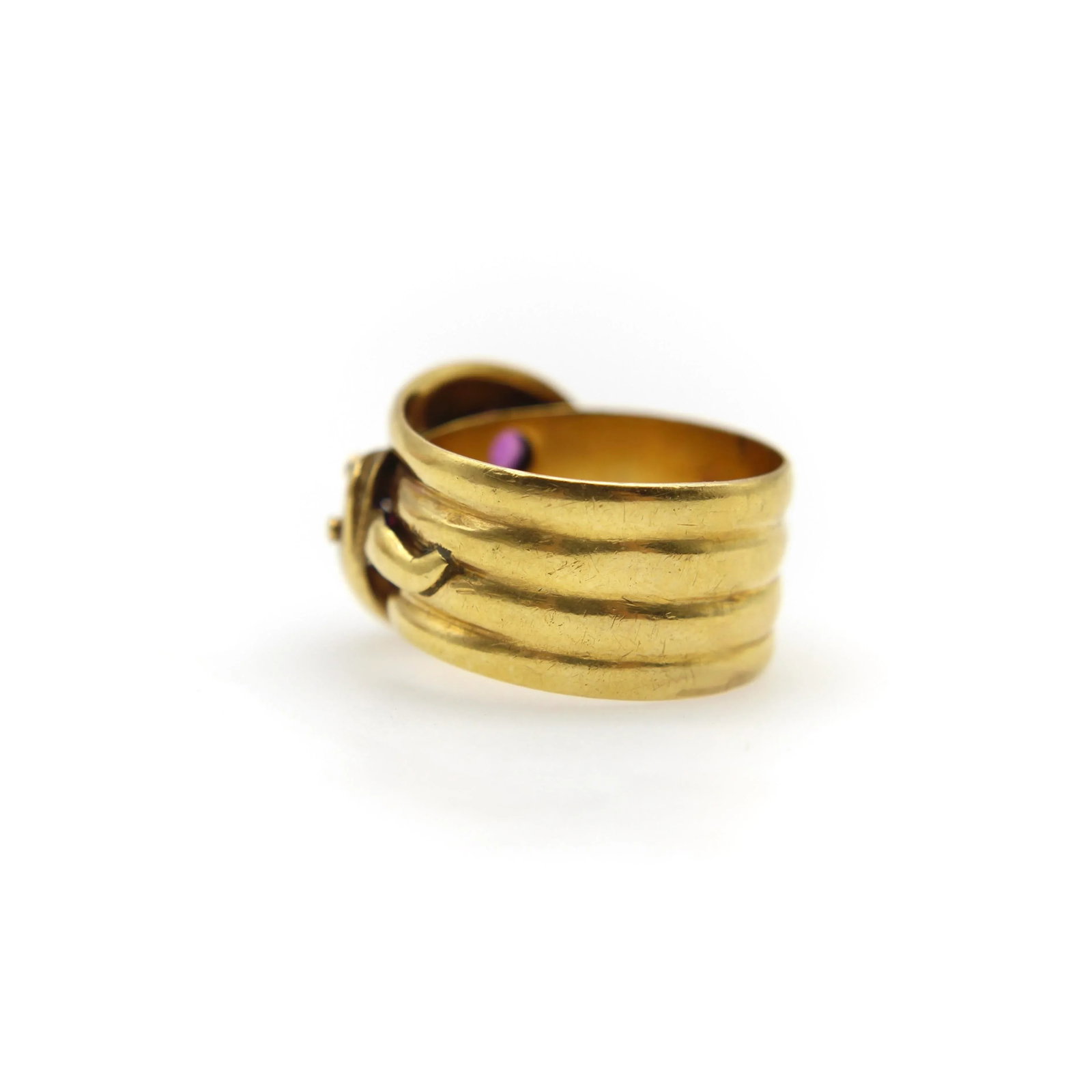 9k Gold Edwardian Snake Ring With Rhodolite Garnets Size 7.5 - 7