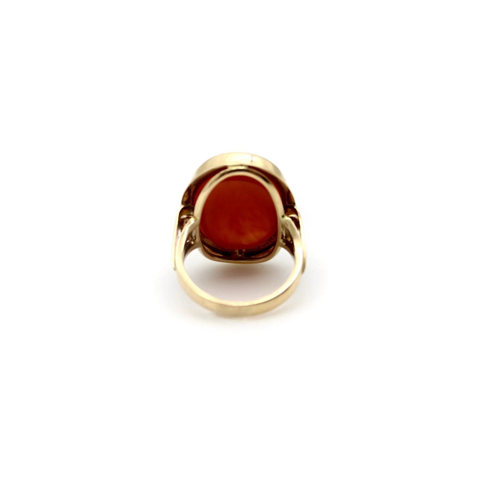 Victorian 14k Gold Banded Agate Intaglio Signet Ring with Shield Size 7.5 - 3