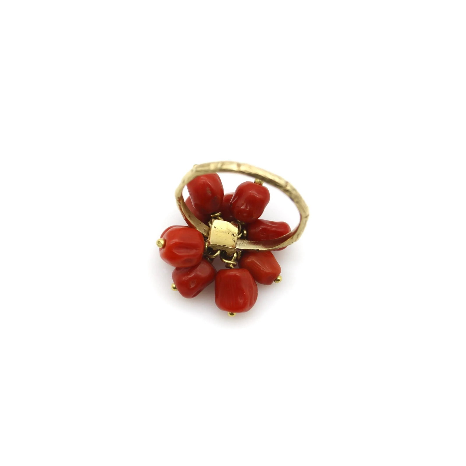 Vintage 18K Gold Coral Berry Cluster Ring Size 6 - 7