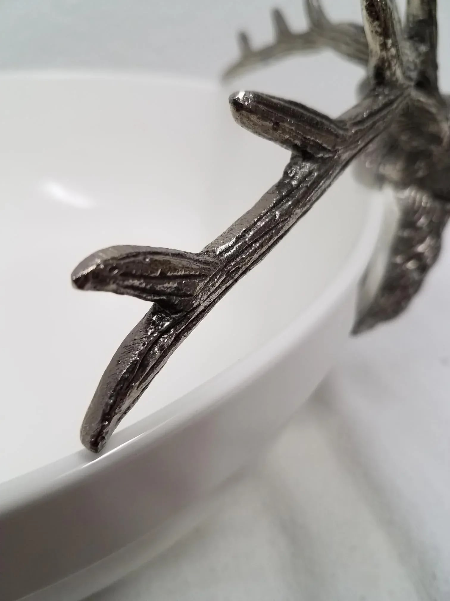 White Bowl With Deer Antler Handles - 5