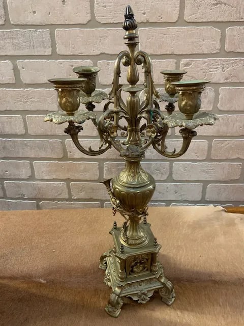 Antique Art Nouveau Mantle Clock and Candelabras - Garniture Set - 10
