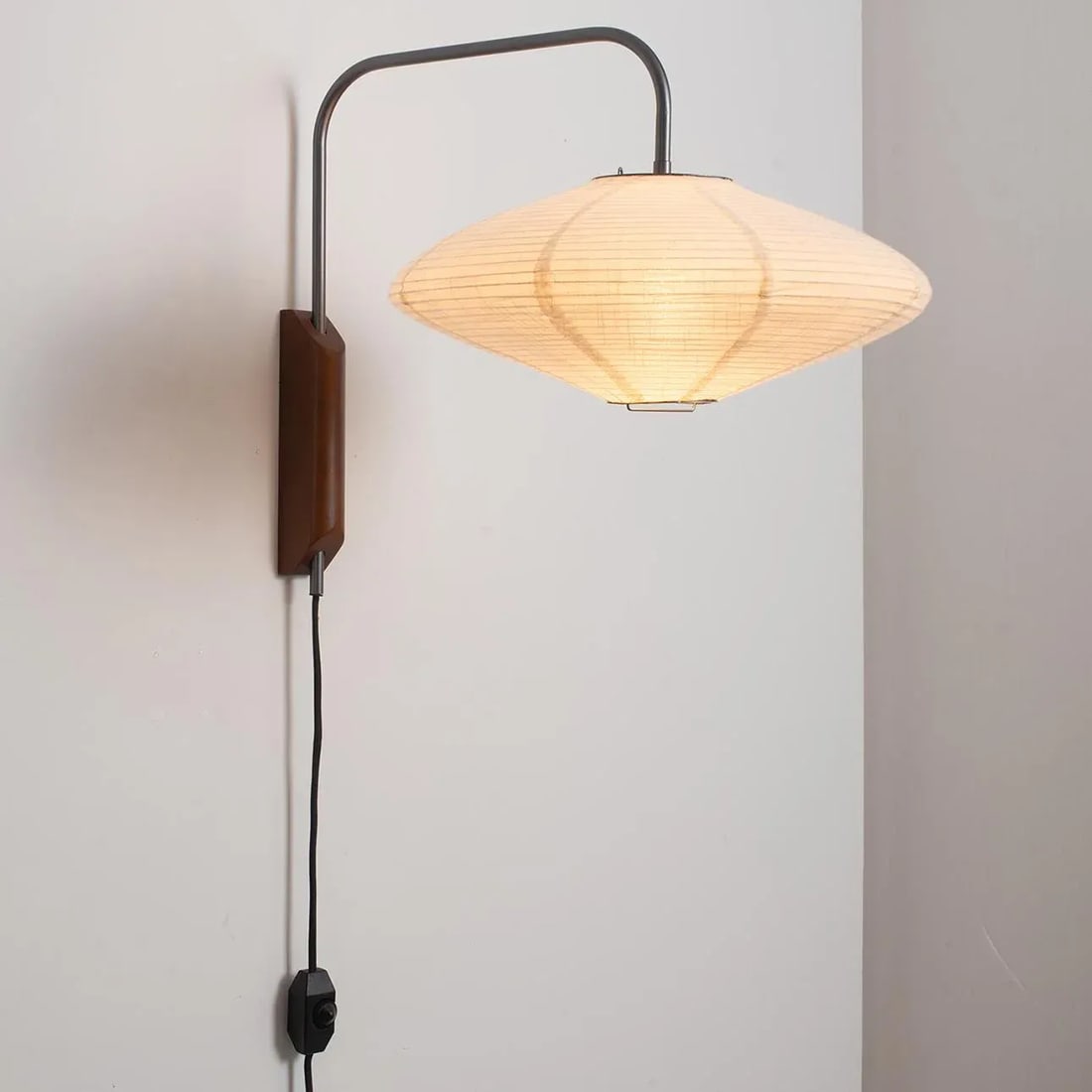 Roswell Wall Sconce - Matte Black, Handcrafted Shinpuru-Sa Linen-Cotton Shade, Plug-In - 3