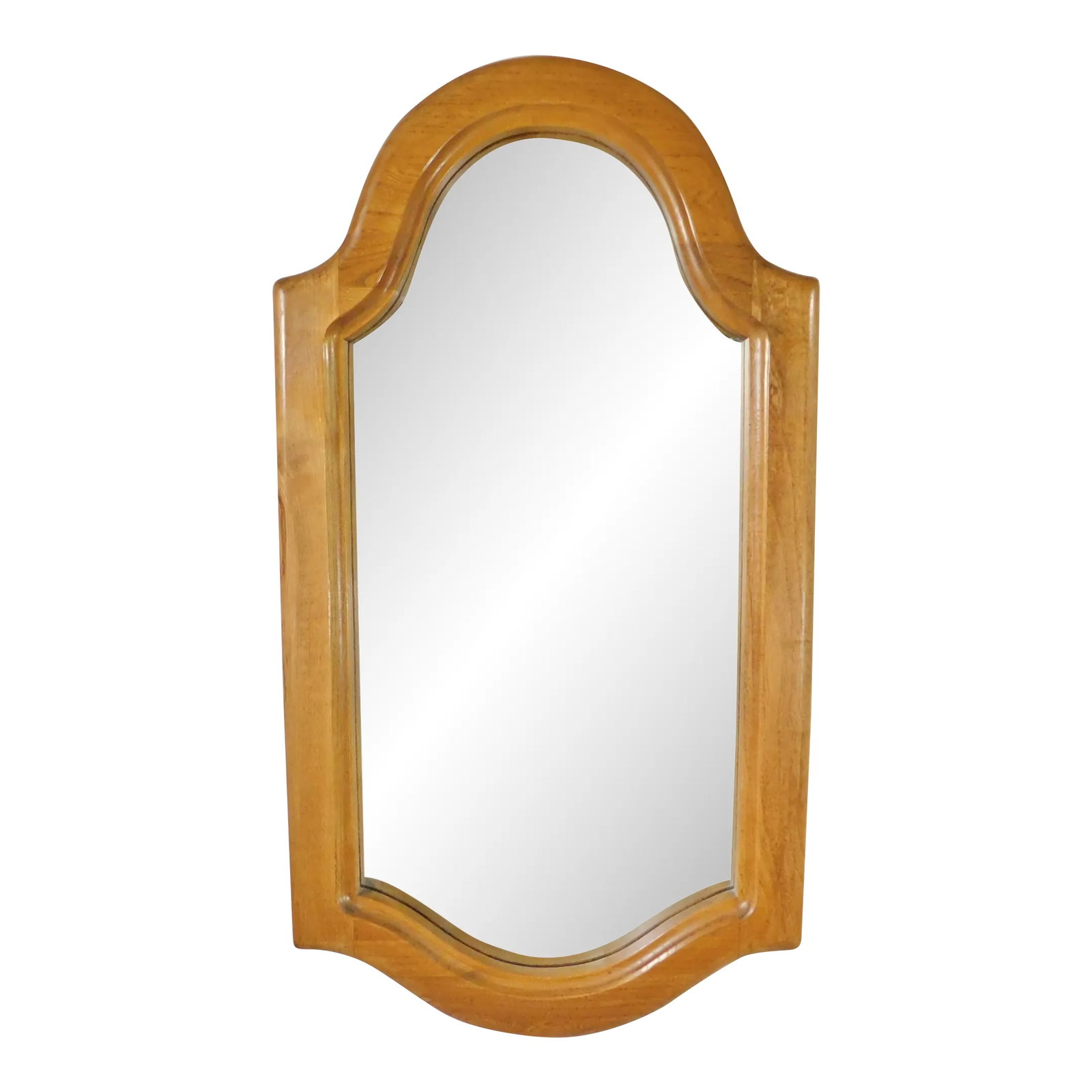 Vintage Mid Century Solid Oak Wood Arched Hanging Wall Mirror (1 of 9)