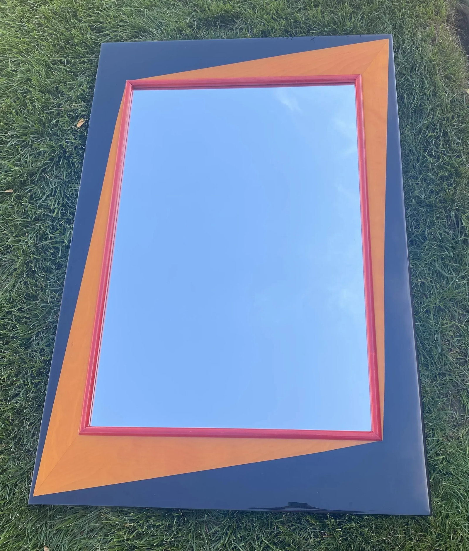 1980s Post Modern Large Lacquered Wall Mirror - 6