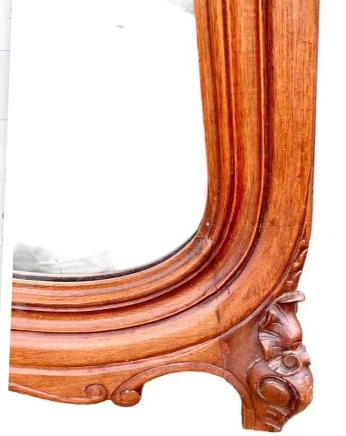 Antique 19th Century French Louis XV Style Carved Beech Over Mantle Mirror - 12