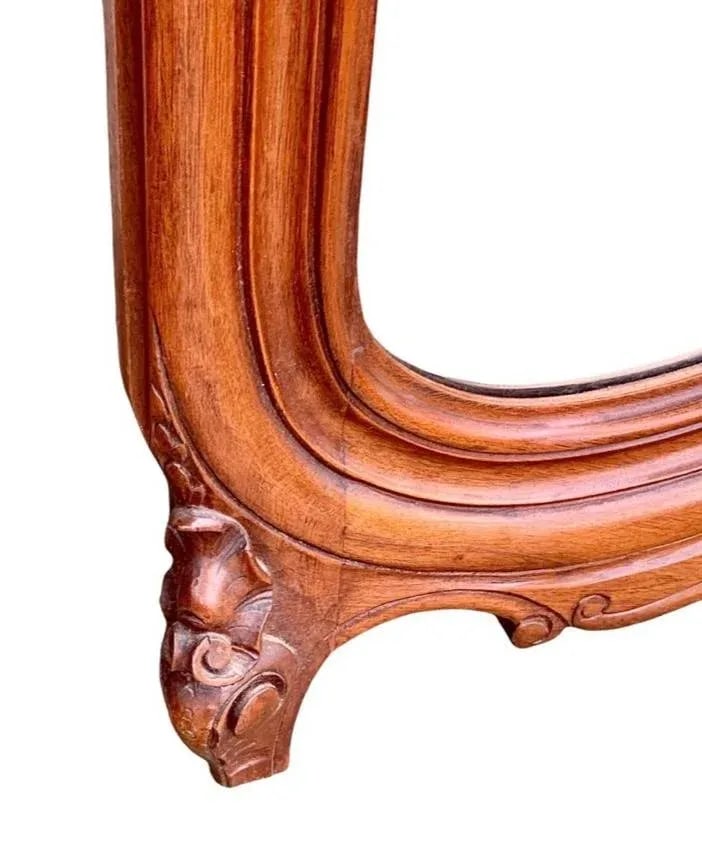 Antique 19th Century French Louis XV Style Carved Beech Over Mantle Mirror - 5