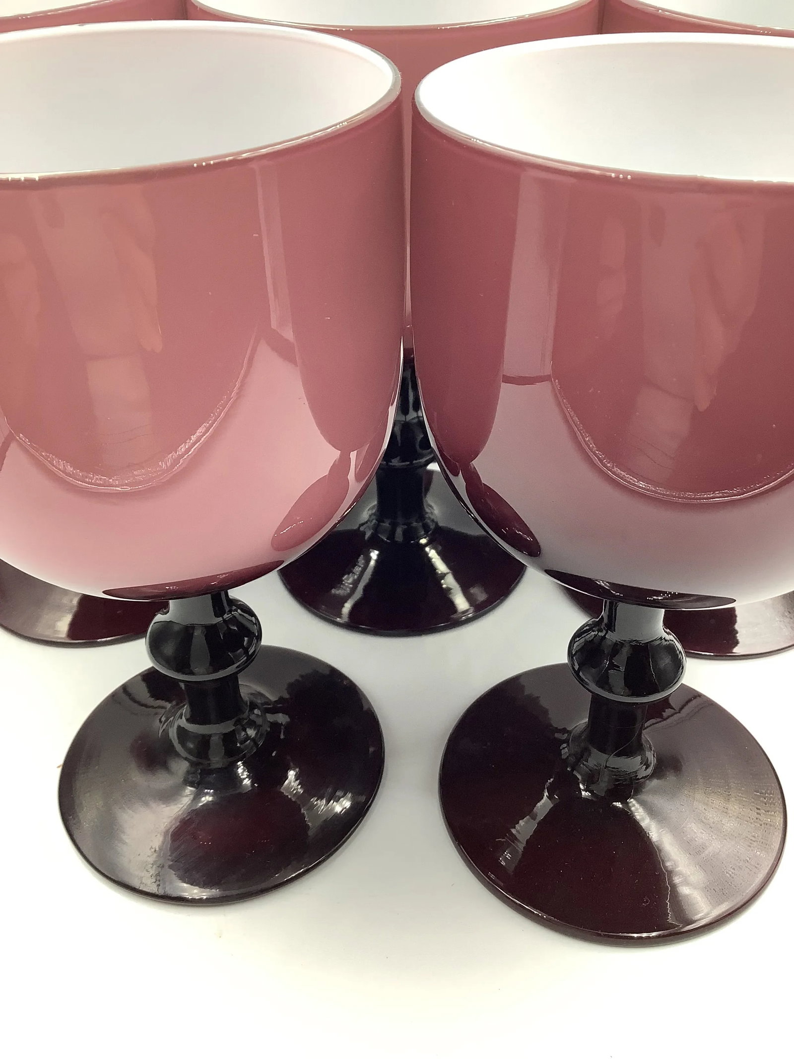 Vintage Carlo Moretti Italy Purple White Cased Glass Wine Glasses - Set of 8 - 5