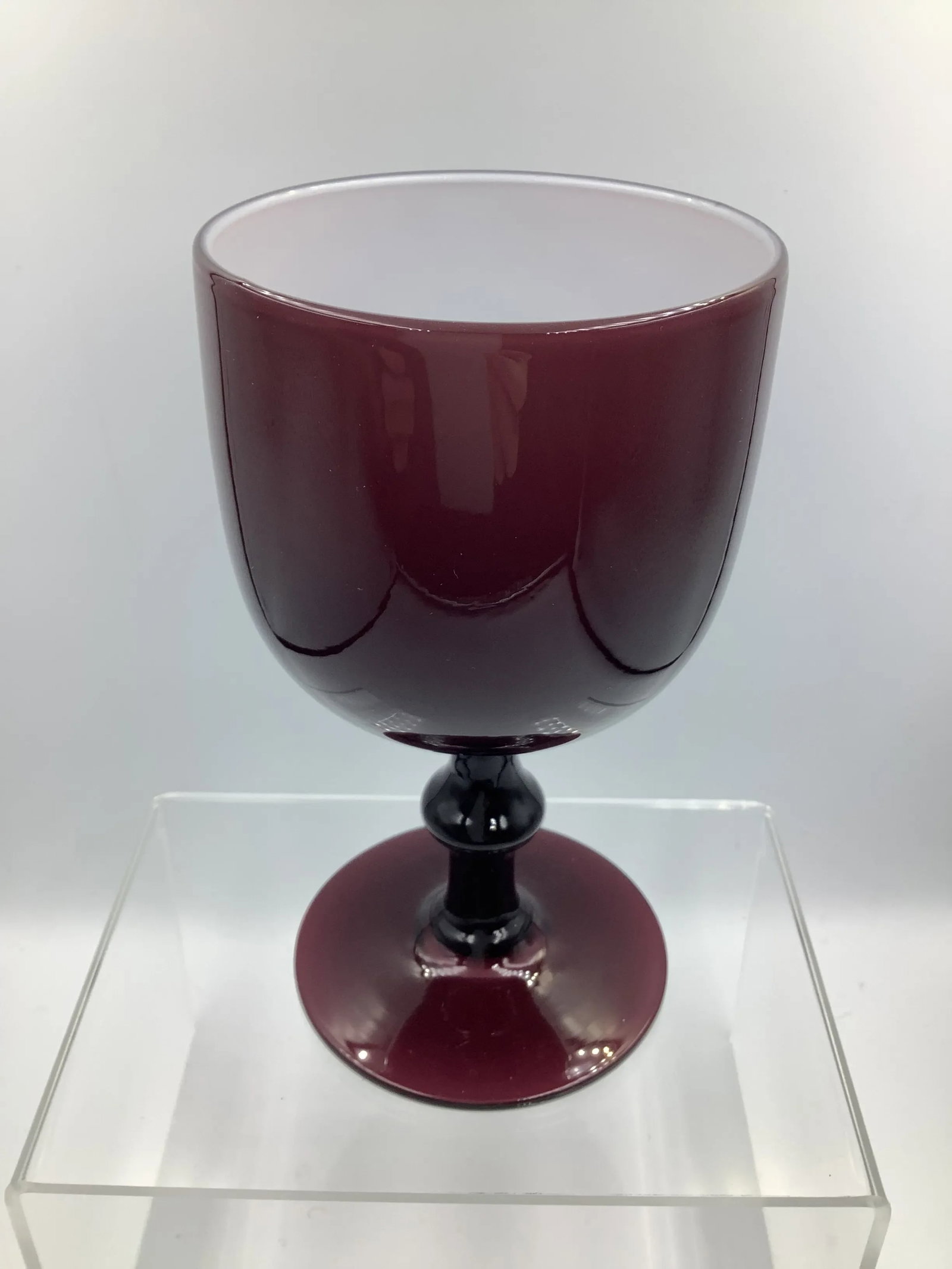 Vintage Carlo Moretti Italy Purple White Cased Glass Wine Glasses - Set of 8 - 6