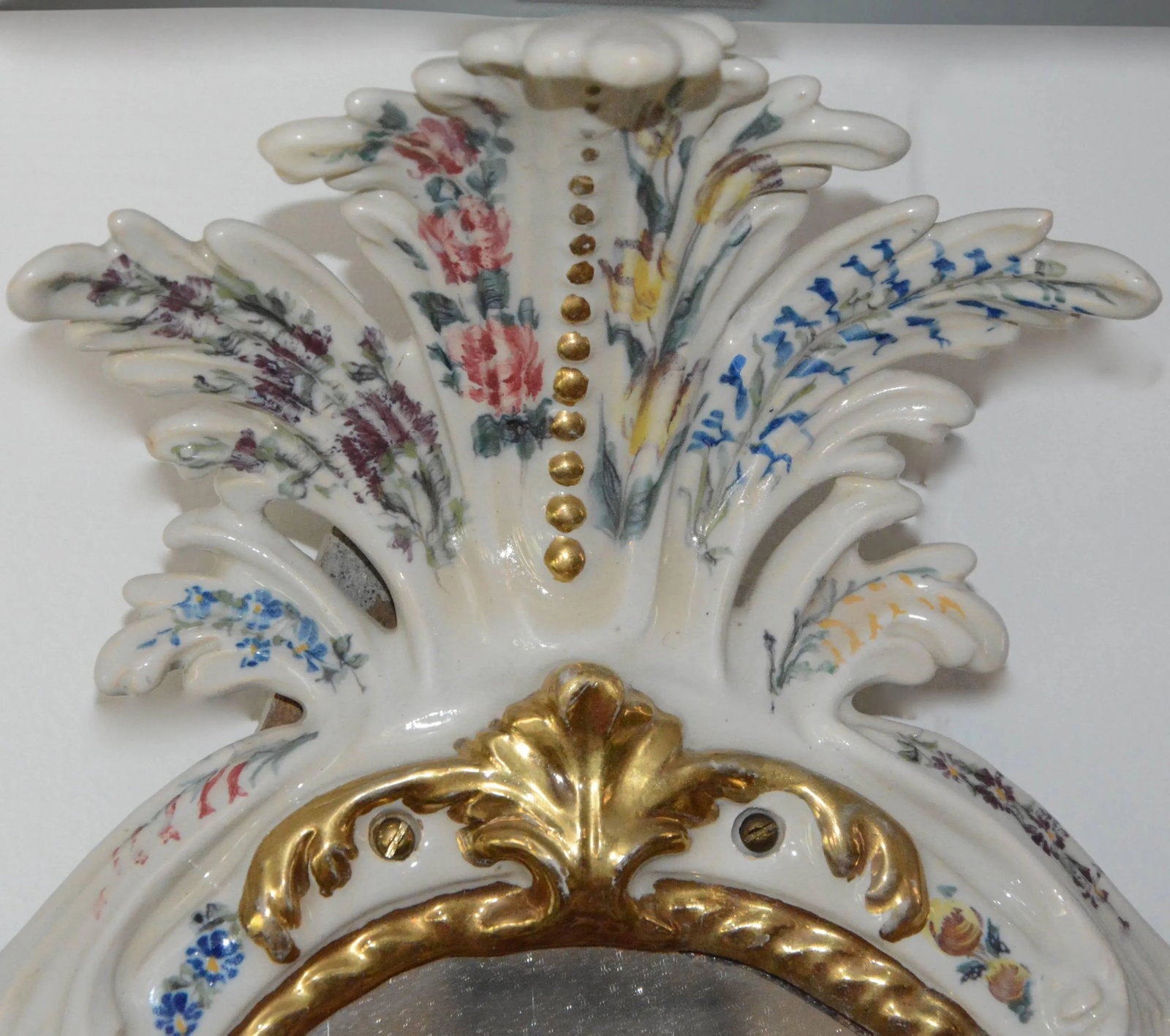 Pair of Antonibon Ceramic Hand Painted Mirrors With Etched Glass - 2
