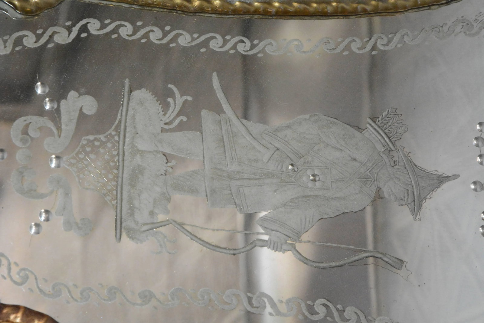 Pair of Antonibon Ceramic Hand Painted Mirrors With Etched Glass - 8