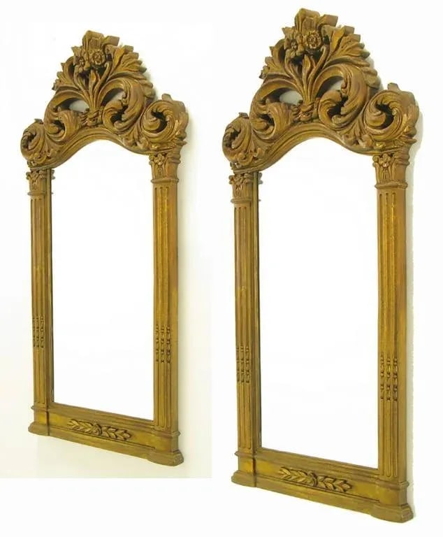 Two 55" Tall Rococo Style Gilt Composition Mirrors - 2