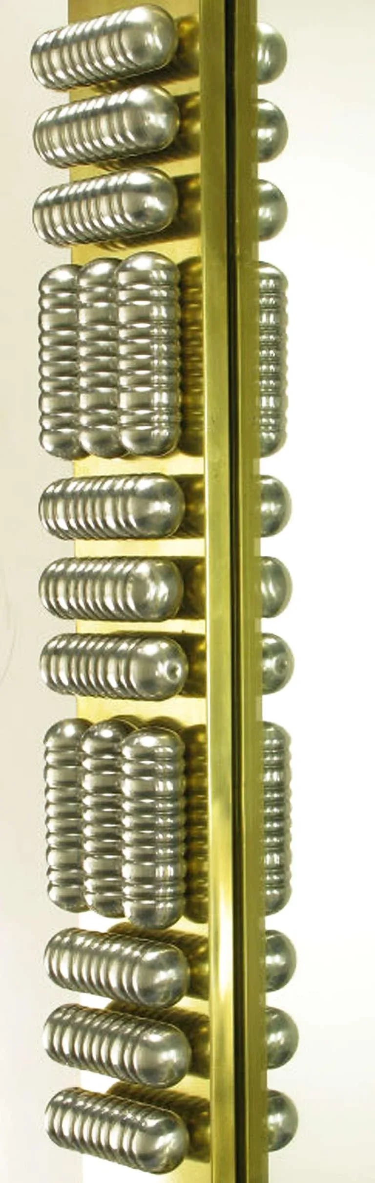 Circa 1970s Brass & Spun Aluminum Custom Wall Mirror in the Manner of C.Jere - 5