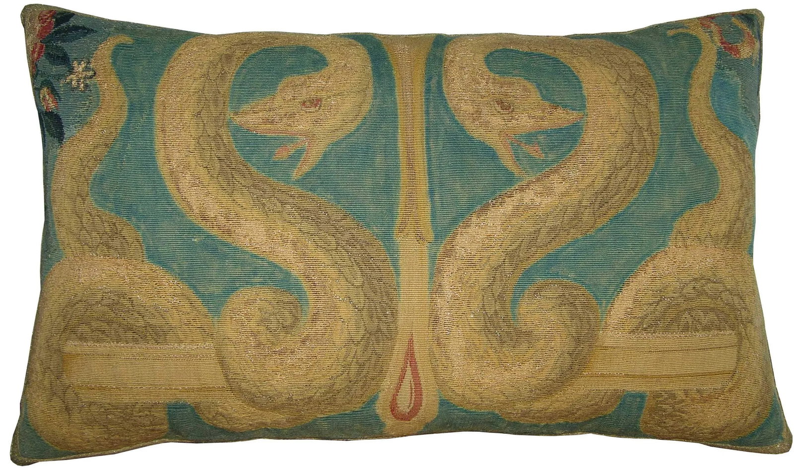 Antique 19th Century French Tapestry Pillow - 24'' X 15'' - 6