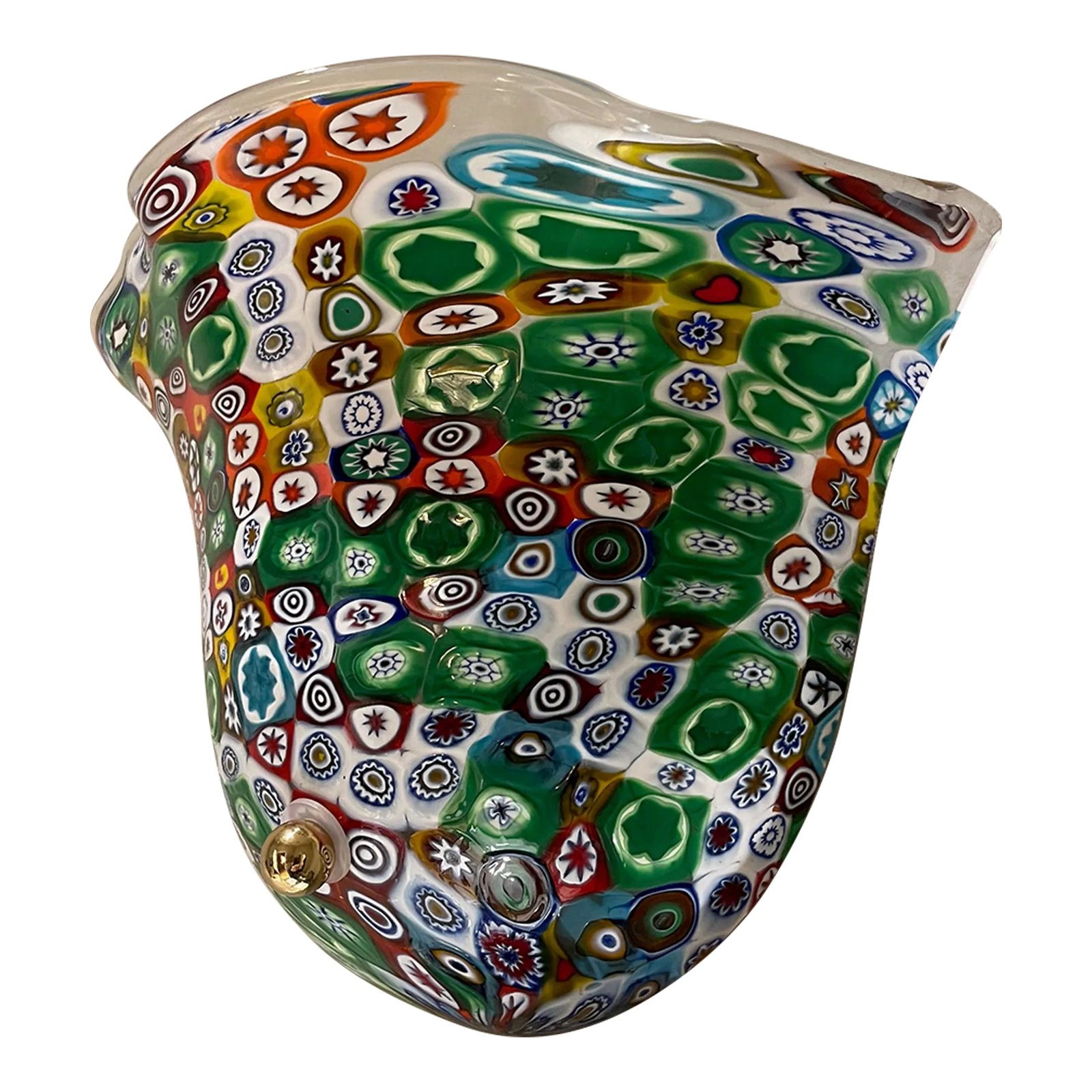 Murano Millefiori Glass Wall Sconce: This beautiful Murano glass blown wall sconce was purchased in Venice, Italy. We are the original owners. Each piece is hand blown, thus insuring uniqueness. The design is called "Millefiori" and has