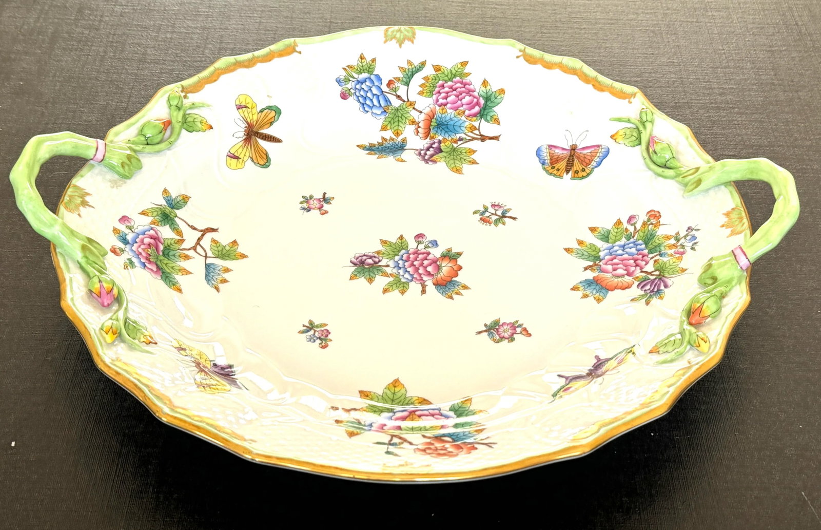 Herend Queen Victoria Chop Plate With Handles, Large Size - 2
