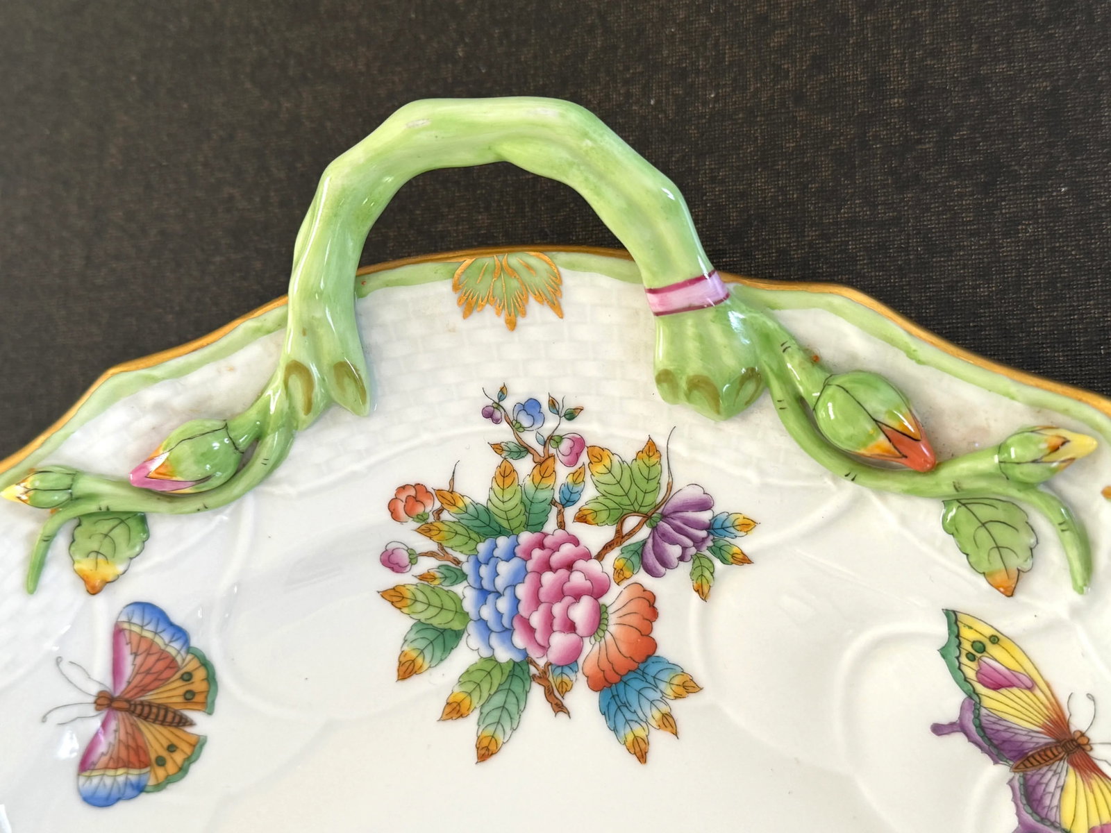 Herend Queen Victoria Chop Plate With Handles, Large Size - 4