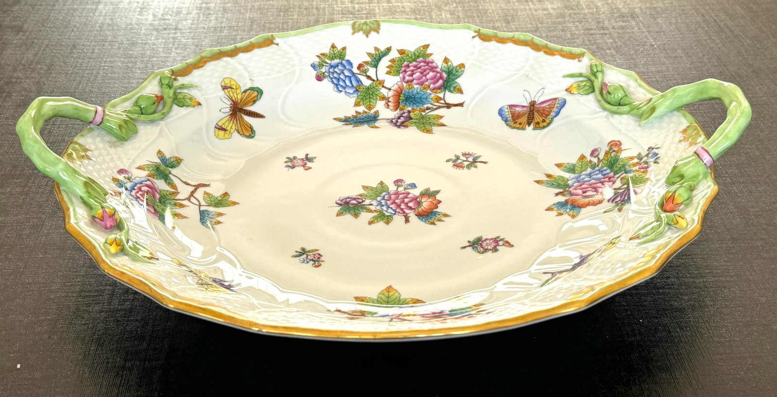 Herend Queen Victoria Chop Plate With Handles, Large Size - 7
