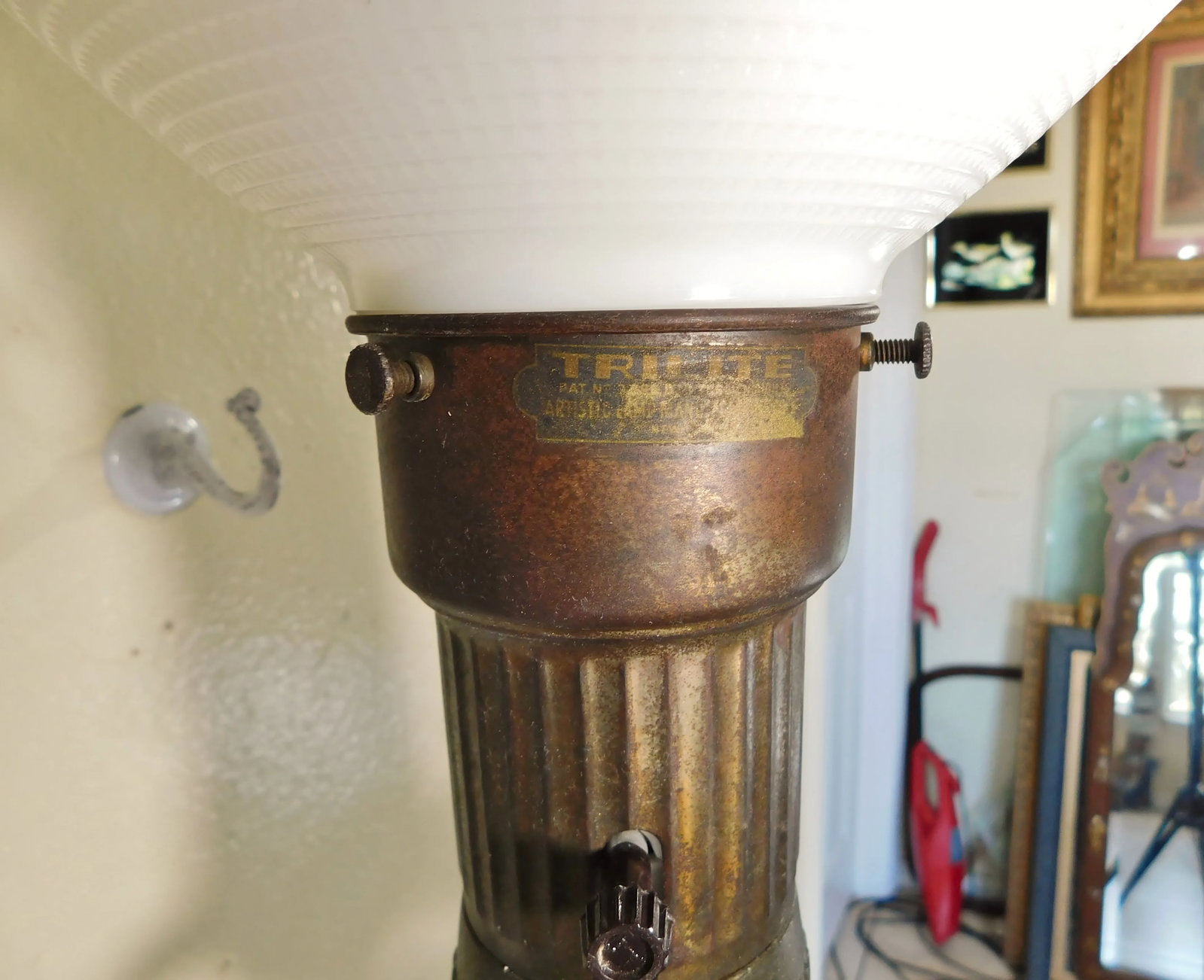 Antique C1900 Ornate Brass & Gold Metal Four Light Torchiere Standing Floor Lamp - 3