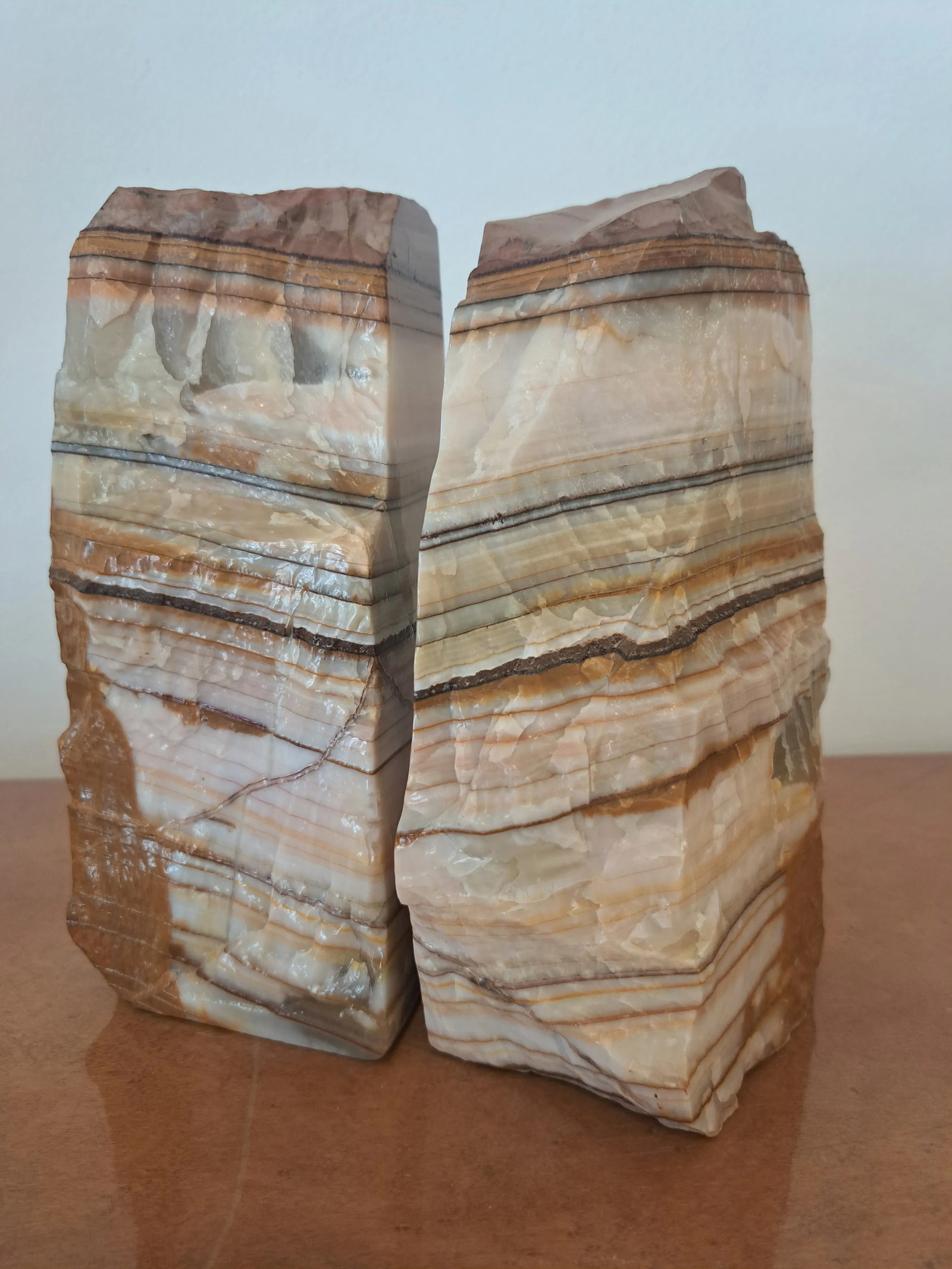 1970s Natural Polished Onyx Bookends - a Pair - 4